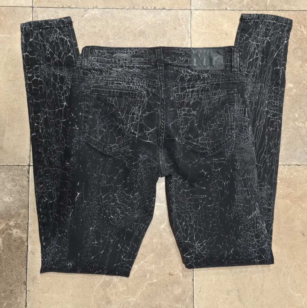 Harley Davidson Black Crackle Distressed Skinny Jeans Size 27 - Picture 2 of 12